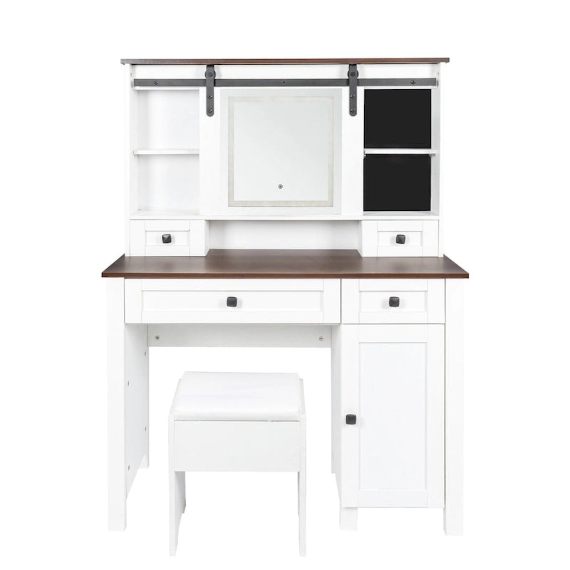 Coiffeuse large avec 4 tiroirs et 1 meuble