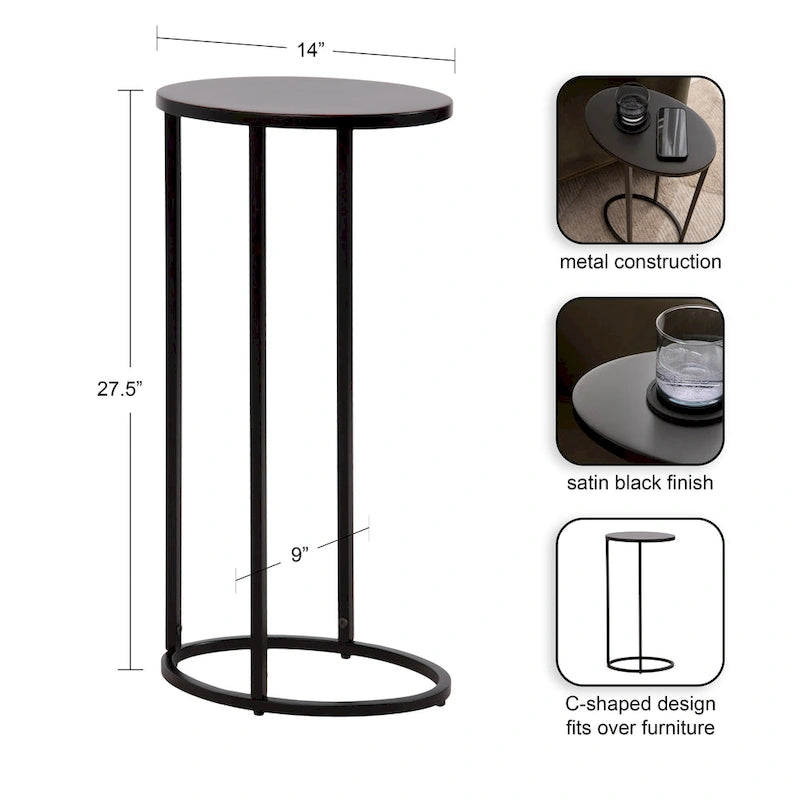 Table d'appoint ovale en métal