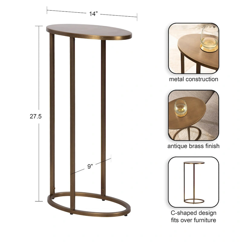 Table d'appoint ovale en métal