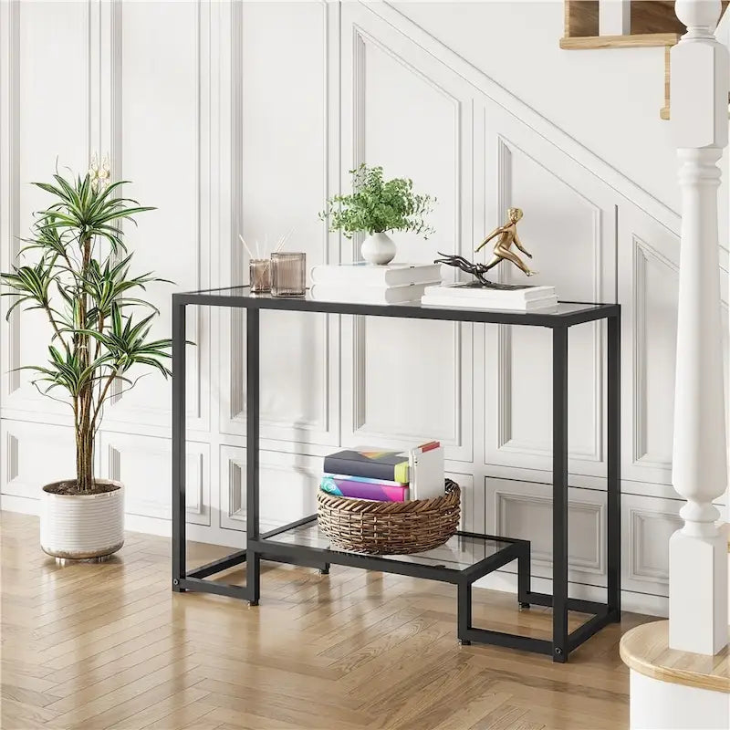Console de table moderne en verre trempé pour entrée/véranda