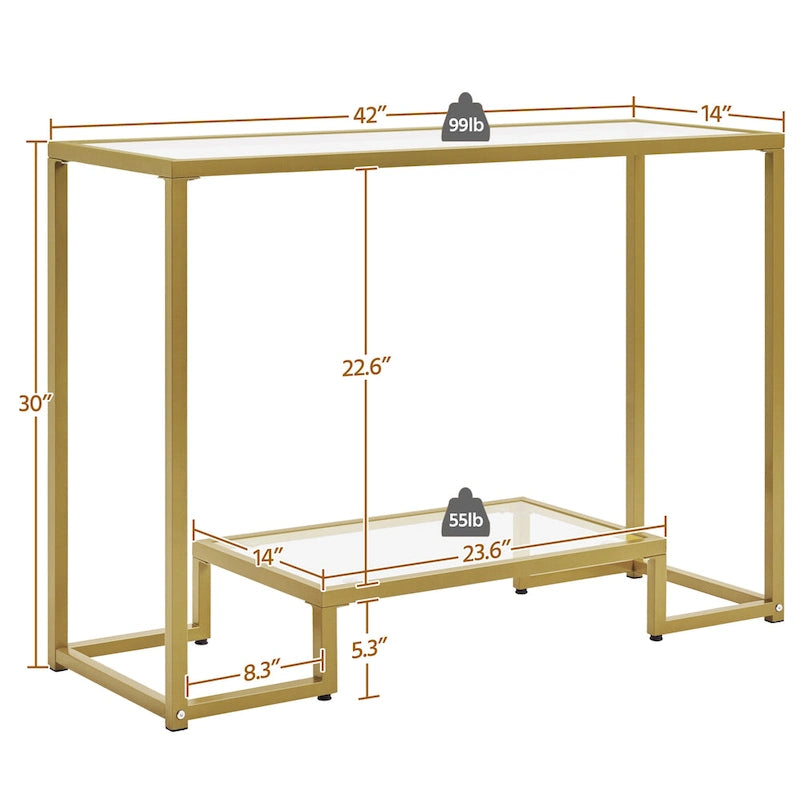 Console de table moderne en verre trempé pour entrée/véranda