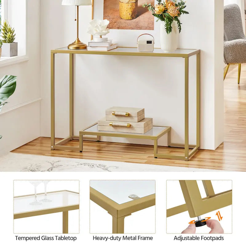 Console de table moderne en verre trempé pour entrée/véranda