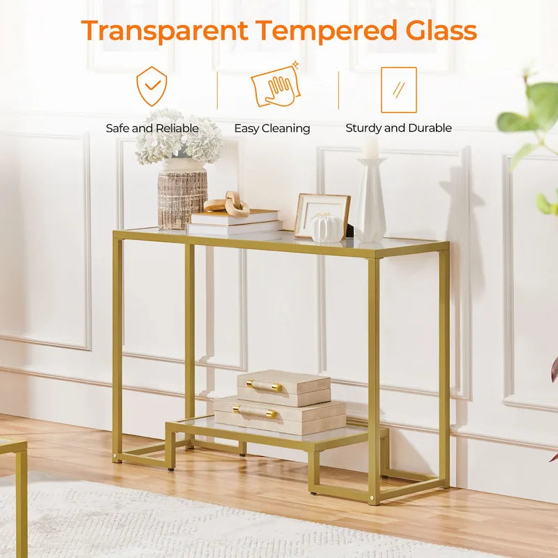 Console de table moderne en verre trempé pour entrée/véranda