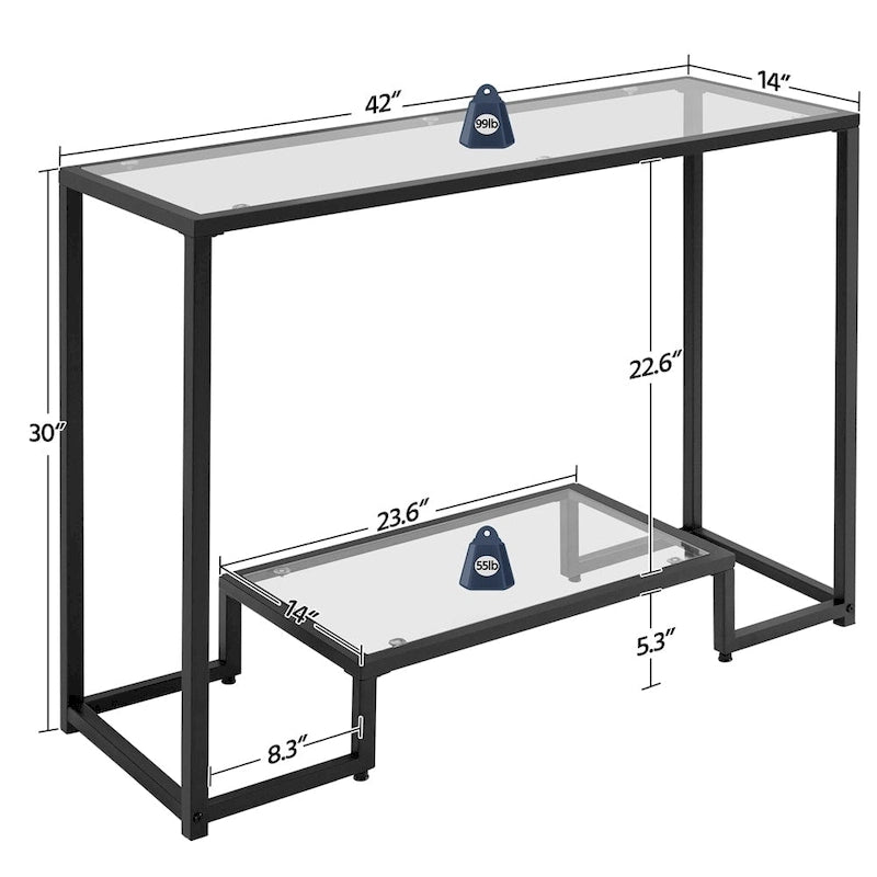 Console de table moderne en verre trempé pour entrée/véranda