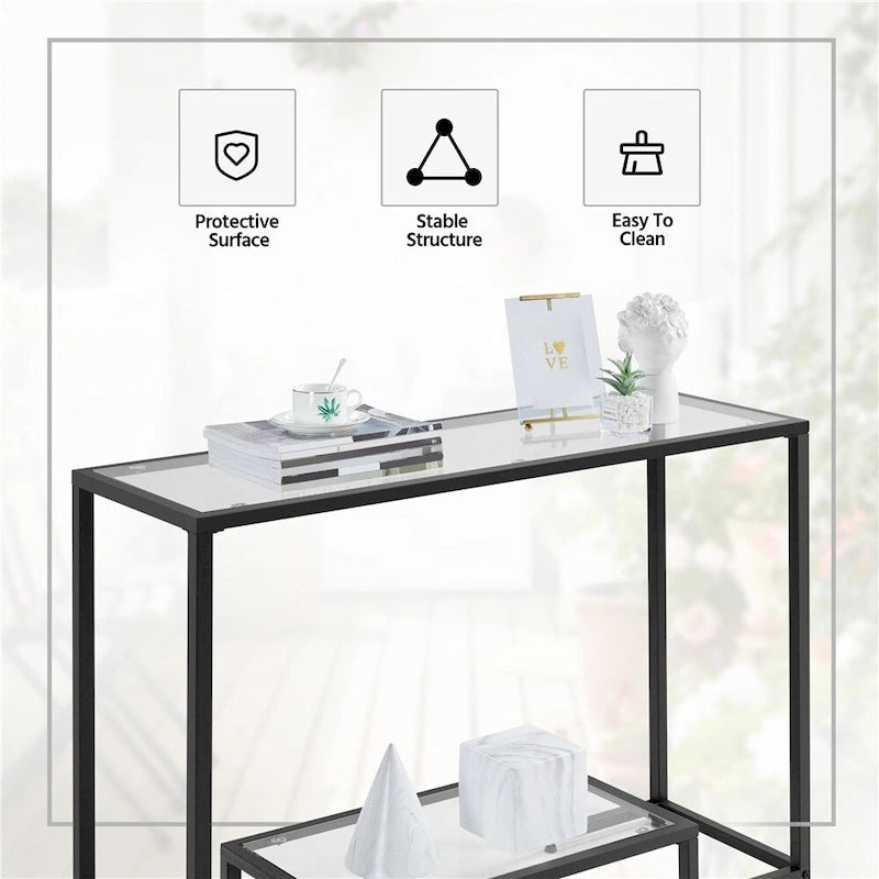 Console de table moderne en verre trempé pour entrée/véranda