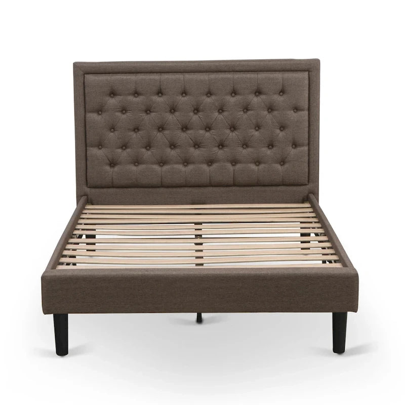 Cadre de lit Tête de lit marron et 1 table de chevet en bois