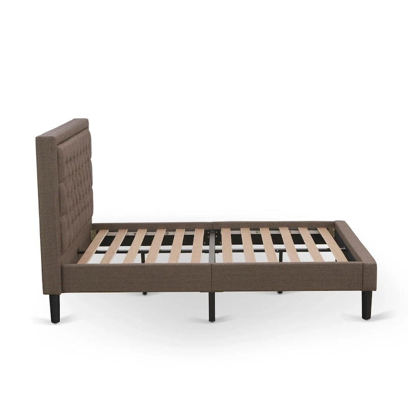 Cadre de lit Tête de lit marron et 1 table de chevet en bois