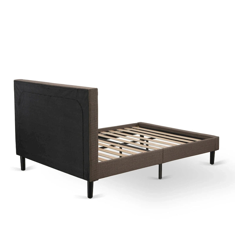 Cadre de lit Tête de lit marron et 1 table de chevet en bois