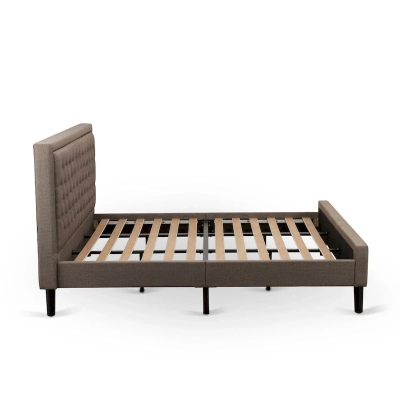 Cadre de lit Tête de lit marron et 1 table de chevet en bois
