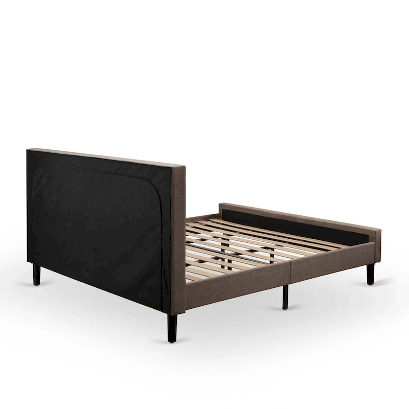 Cadre de lit Tête de lit marron et 1 table de chevet en bois