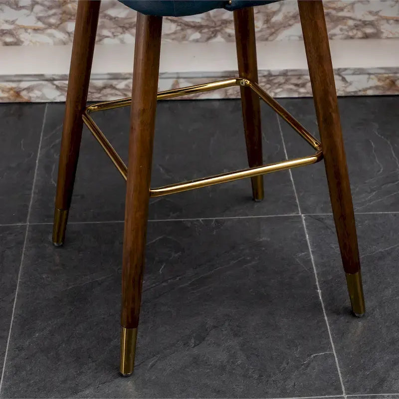 Tabouret de bar touffeté en similicuir à garniture cloutée de style moderne du milieu du siècle