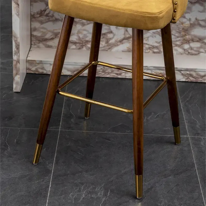 Tabouret de bar touffeté en similicuir à garniture cloutée de style moderne du milieu du siècle