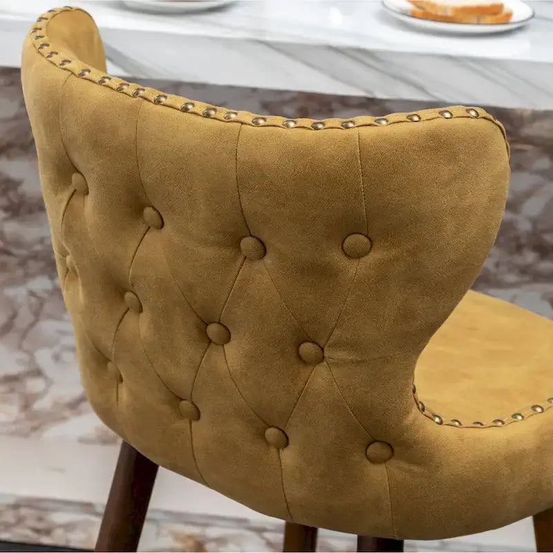 Tabouret de bar touffeté en similicuir à garniture cloutée de style moderne du milieu du siècle