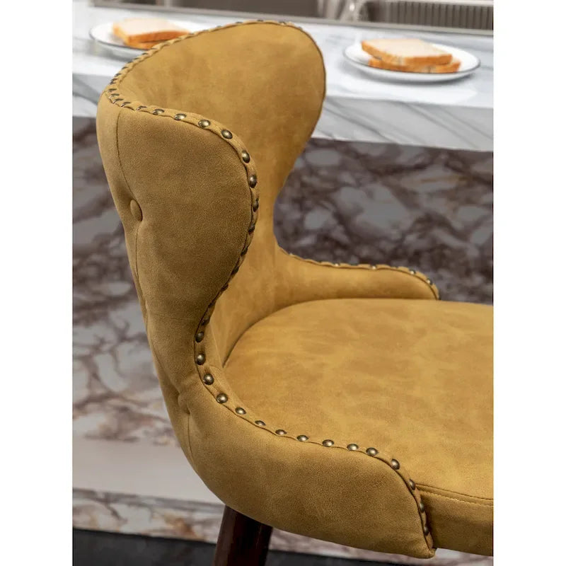 Tabouret de bar touffeté en similicuir à garniture cloutée de style moderne du milieu du siècle
