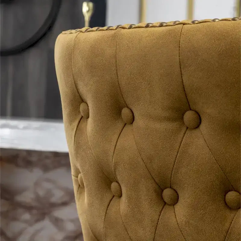 Tabouret de bar touffeté en similicuir à garniture cloutée de style moderne du milieu du siècle