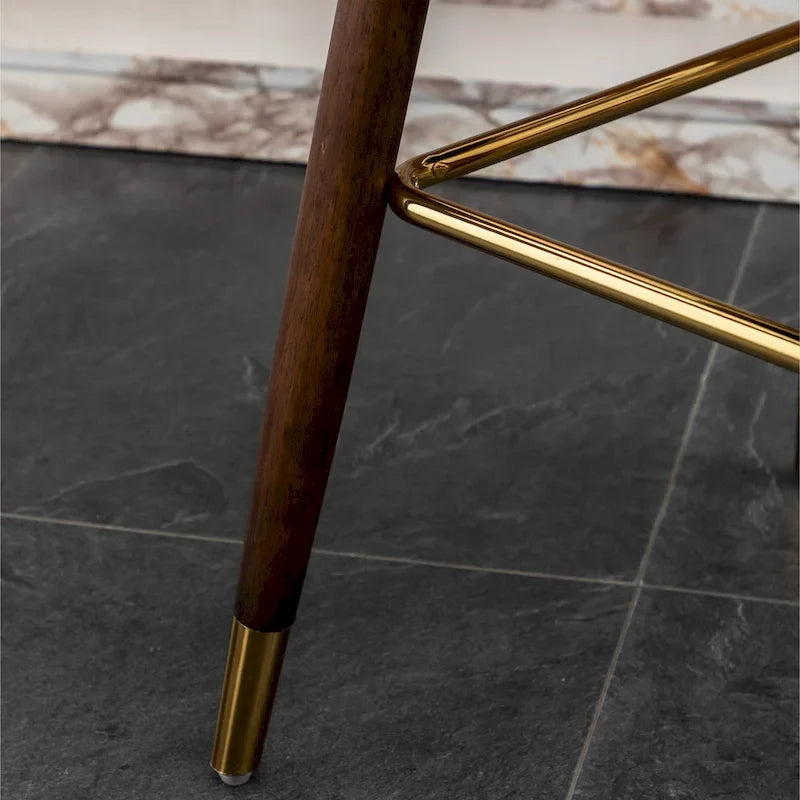 Tabouret de bar touffeté en similicuir à garniture cloutée de style moderne du milieu du siècle