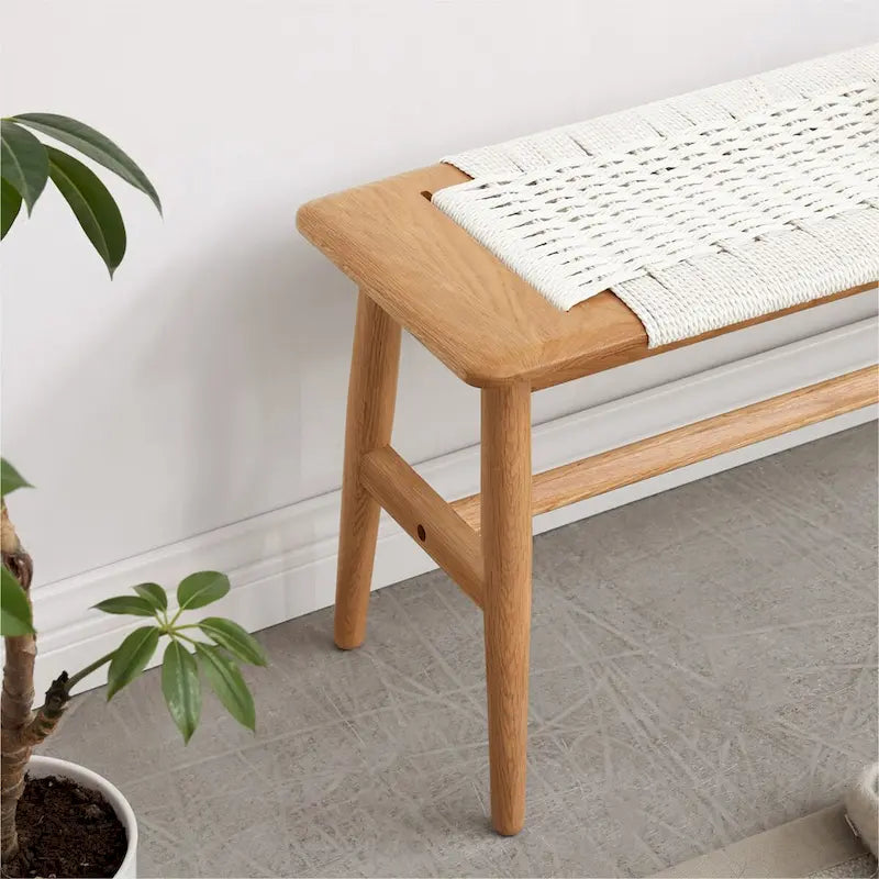 Banc de salle à manger/bout de lit en bois de chêne naturel pour salle à manger, chambre à coucher