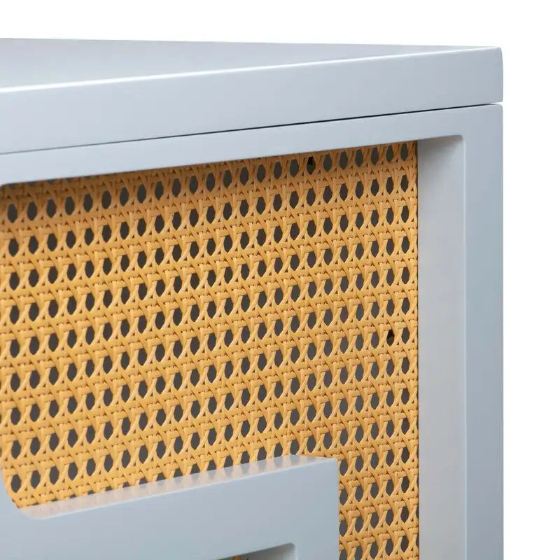 Bureau 1 tiroir en bois et rotin