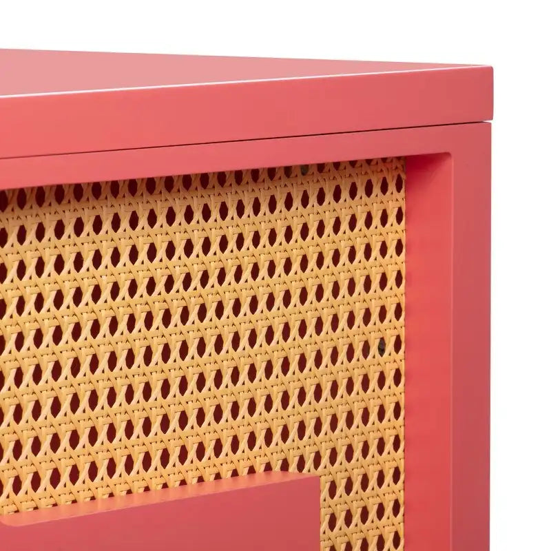 Bureau 1 tiroir en bois et rotin