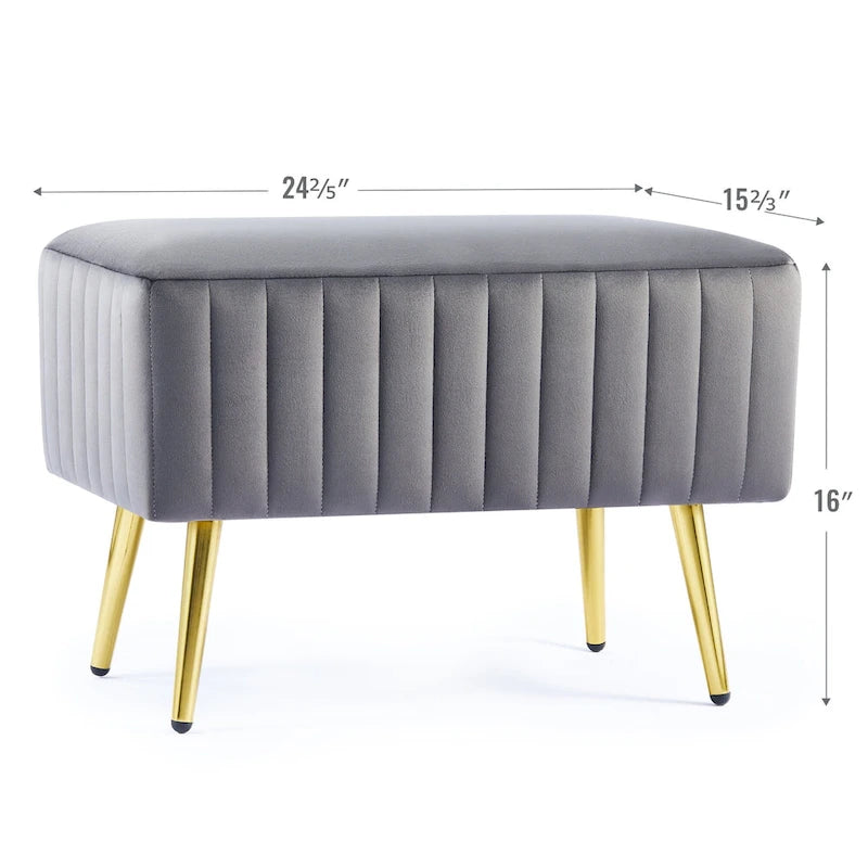 Banc d'entrée moderne rembourré avec assise en velours