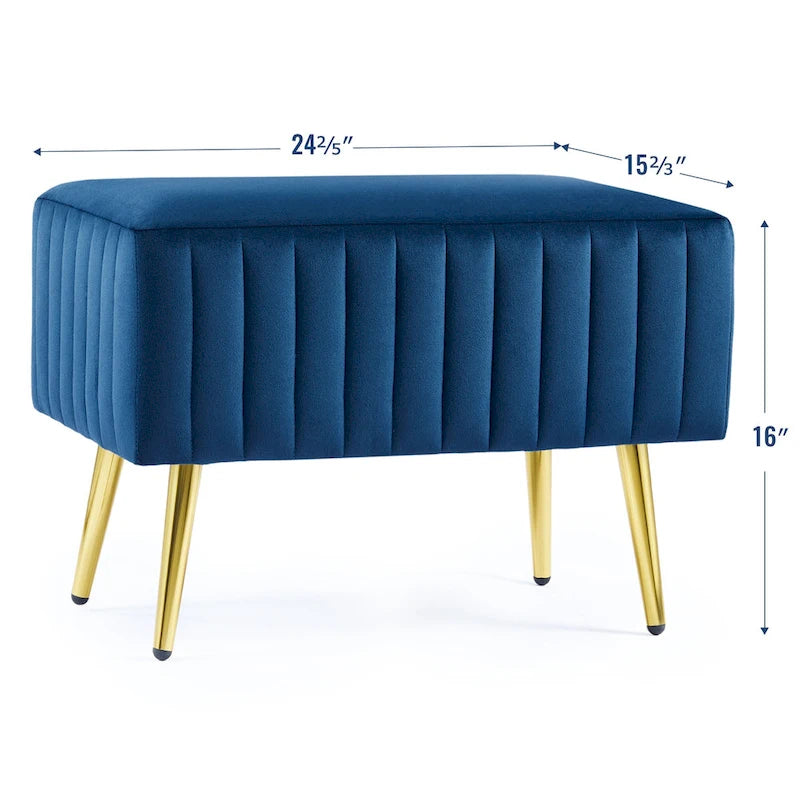 Banc d'entrée moderne rembourré avec assise en velours
