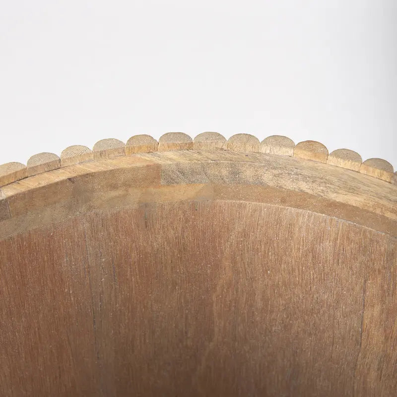 Table d'appoint ronde en bois massif cannelé marron foncé