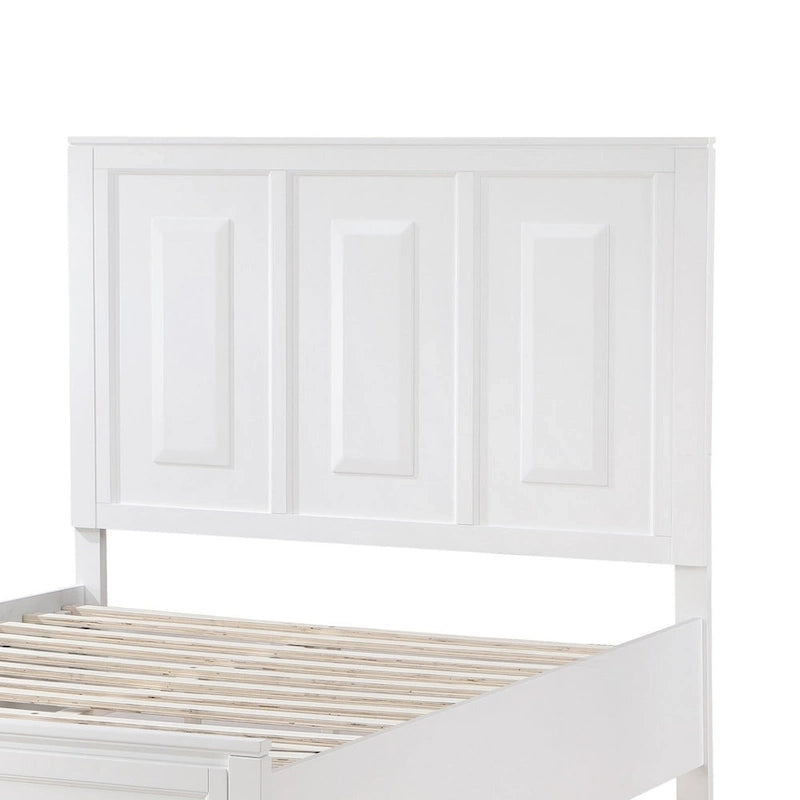 Lit plateforme Queen avec 2 tiroirs de rangement, finition en bois blanc