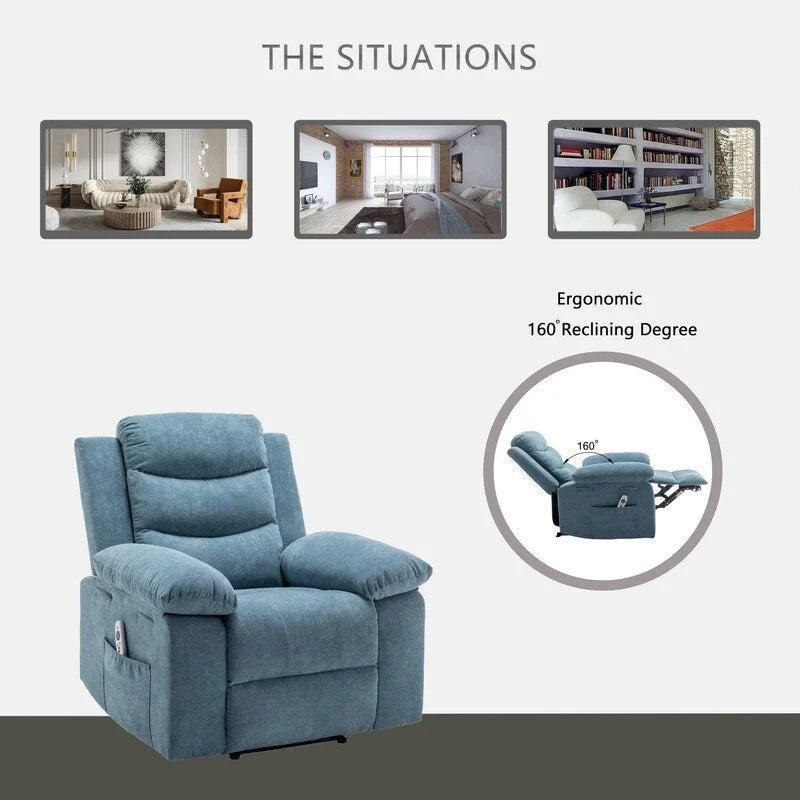 Fauteuil inclinable électrique avec fonction de massage réglable et système de chauffage