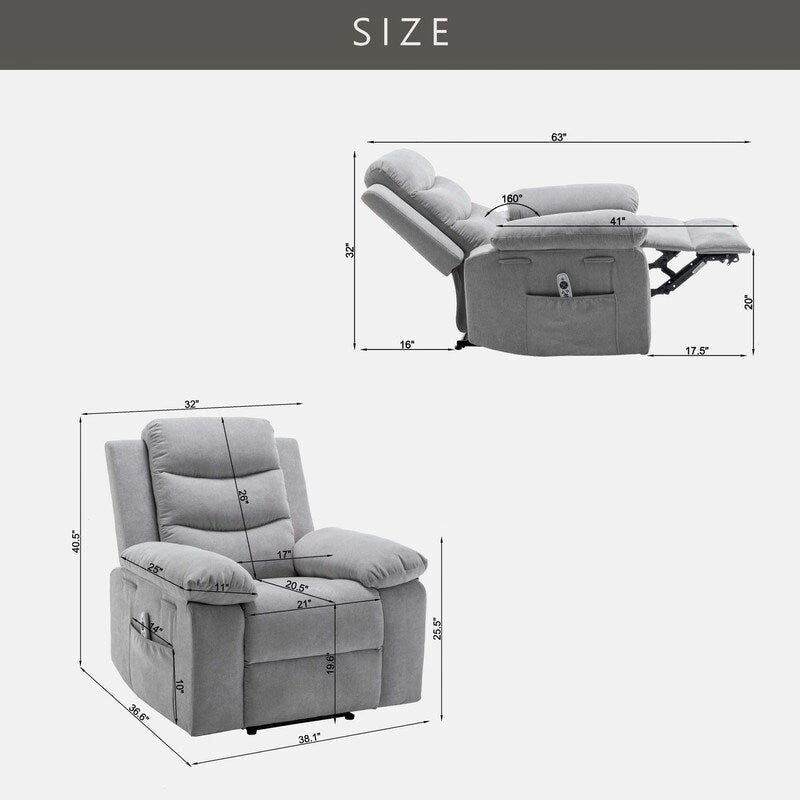 Fauteuil inclinable électrique avec fonction de massage réglable et système de chauffage