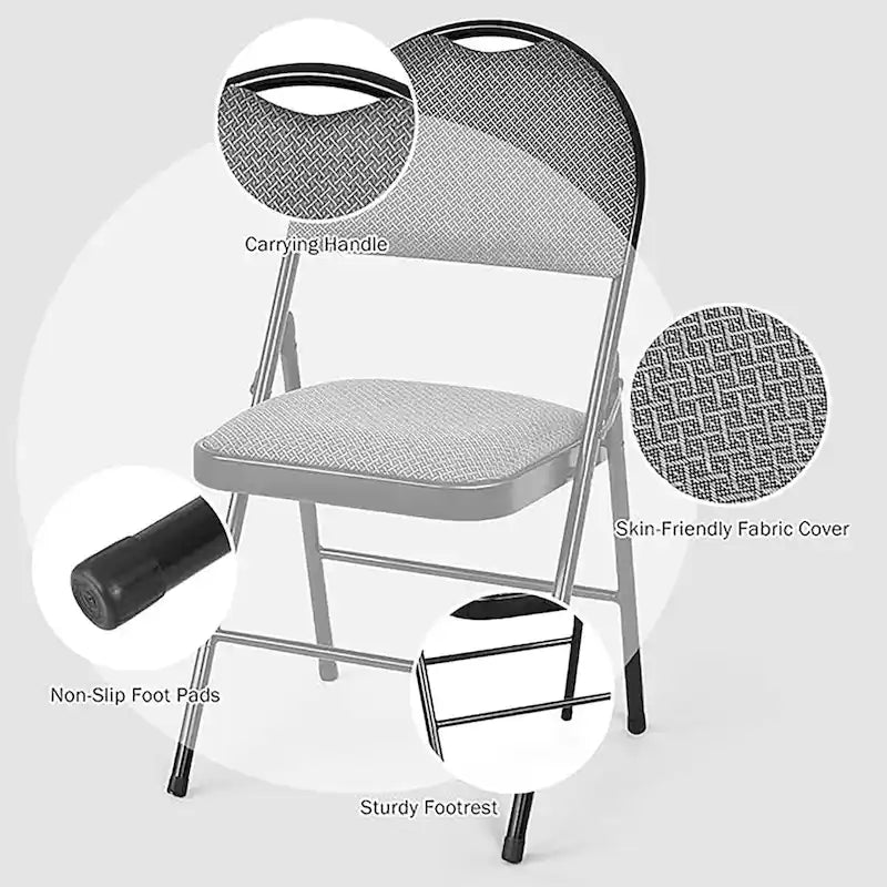 Chaises pliantes rembourrées portables pour bureau, cuisine ou salle à manger