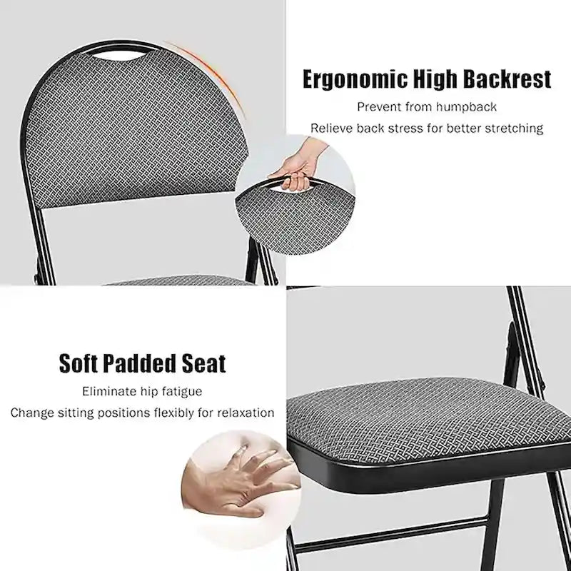 Chaises pliantes rembourrées portables pour bureau, cuisine ou salle à manger